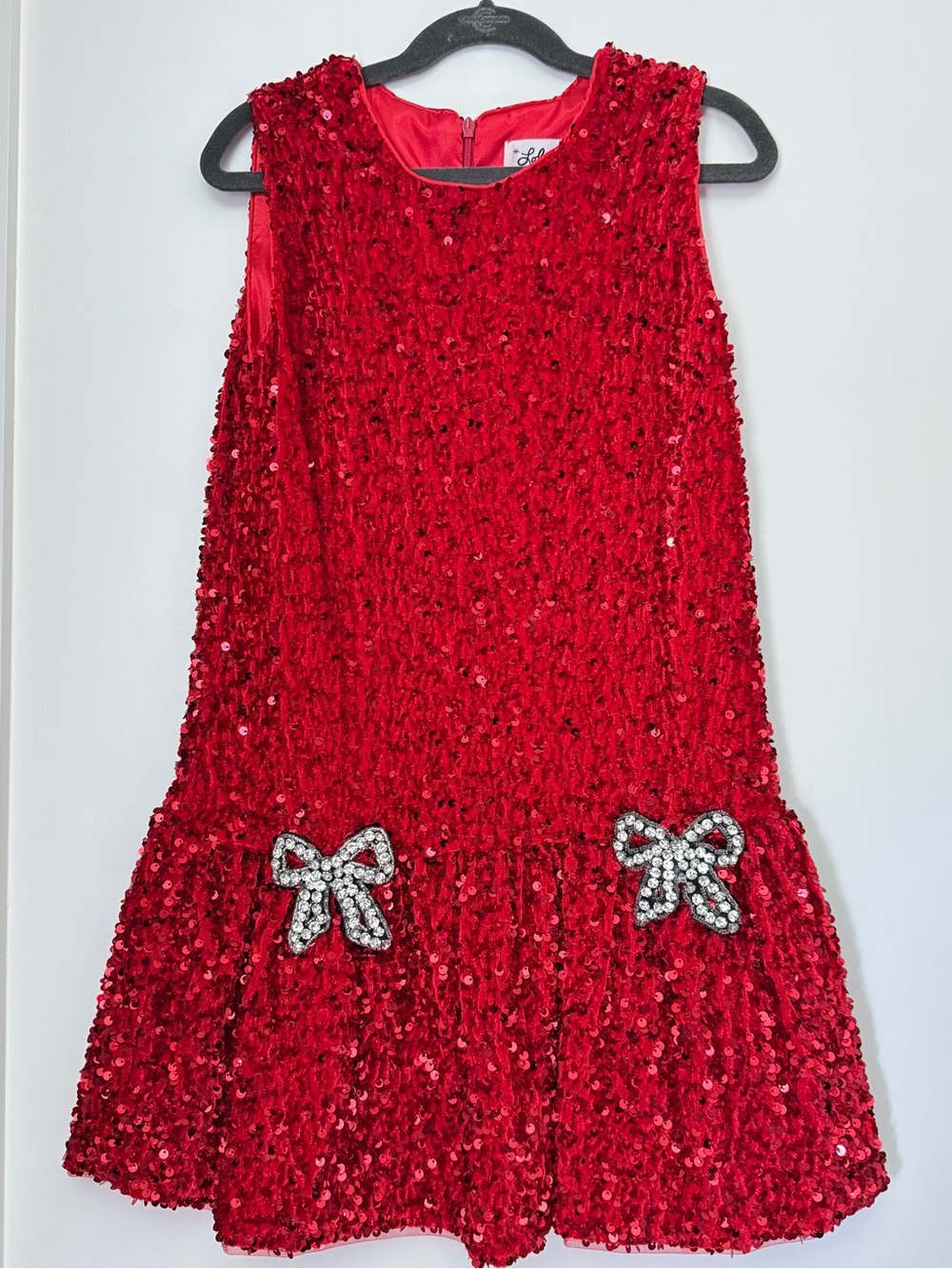 Lola + The Boys Sequin Ruby Bow Party Dress for Girls. Size 10.